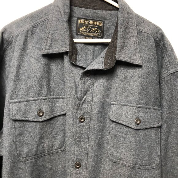 Grizzly Mountain Button Up Flannel Shirt Mens Size XXL Grey Cotton Warm Cozy - Picture 2 of 6